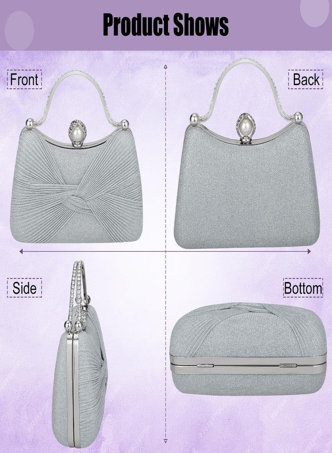 Simcat Clutch Purses for Women, Shiny Pleated Evening Bag Wedding Purse with Chain, Crossbody Shoulder Handbags for Wedding Party Prom - Image 5